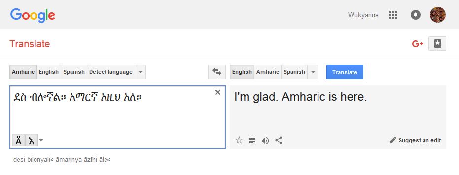 google translate amharic to english